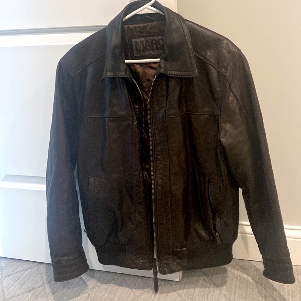 Leather bomber jacket